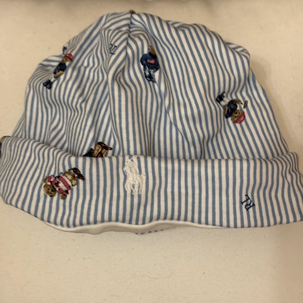 Ralph Lauren Baby Beanie Hat with Teddy Bear Motif